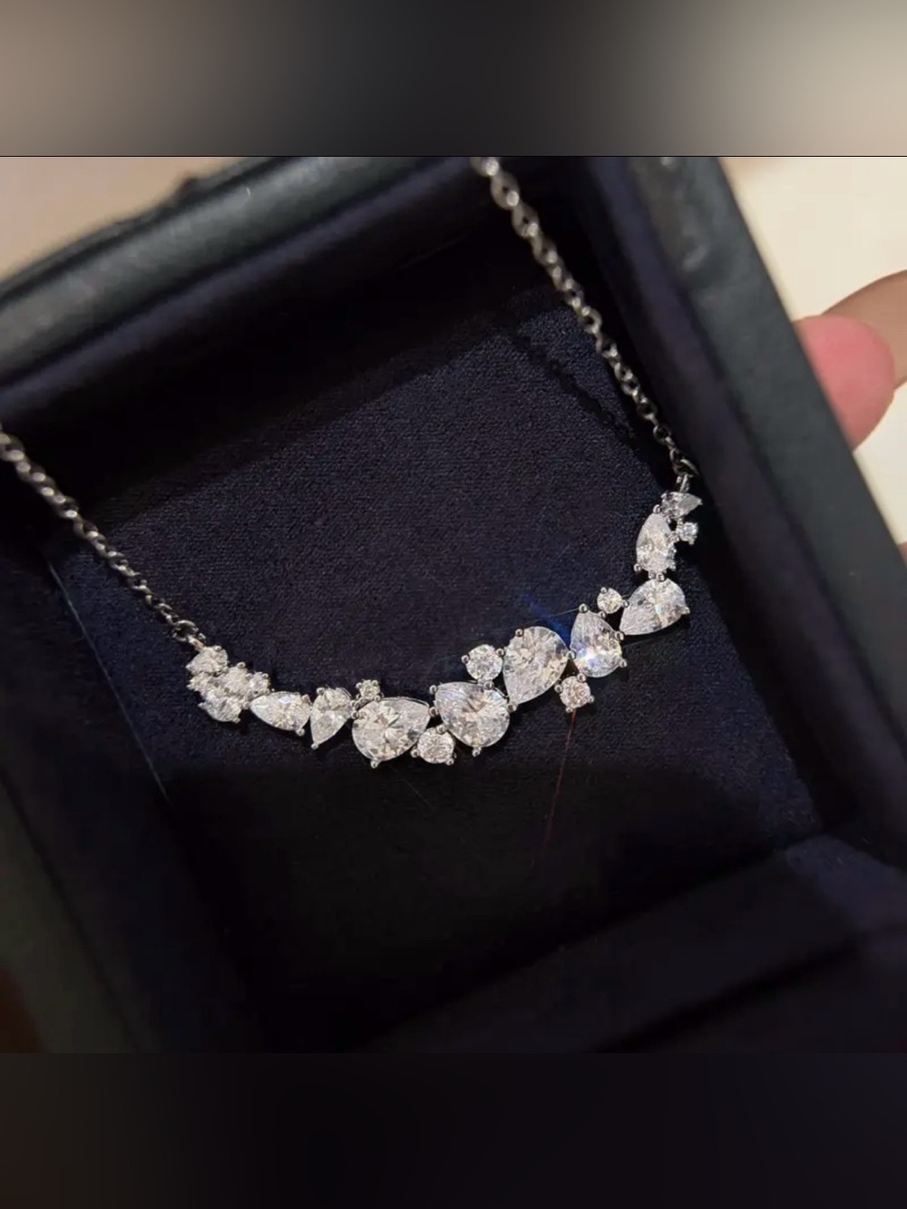 New Mojssanite Cluster Necklace, GRA Certified S925 Silver